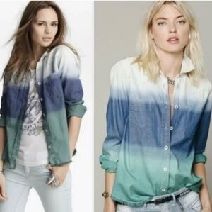 Free People Gradient Ombre Button Down Shirt. Size Small